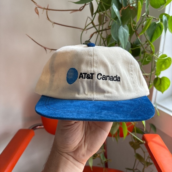 Vintage At&T Canada Dad hat trucker hat embroided telecoms blue white strapback - Picture 2 of 8